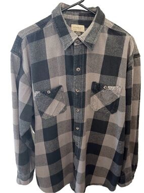 Schmidt Workwear Men’s Gray & Black Plaid Flannel Shacket Sz 2XLT